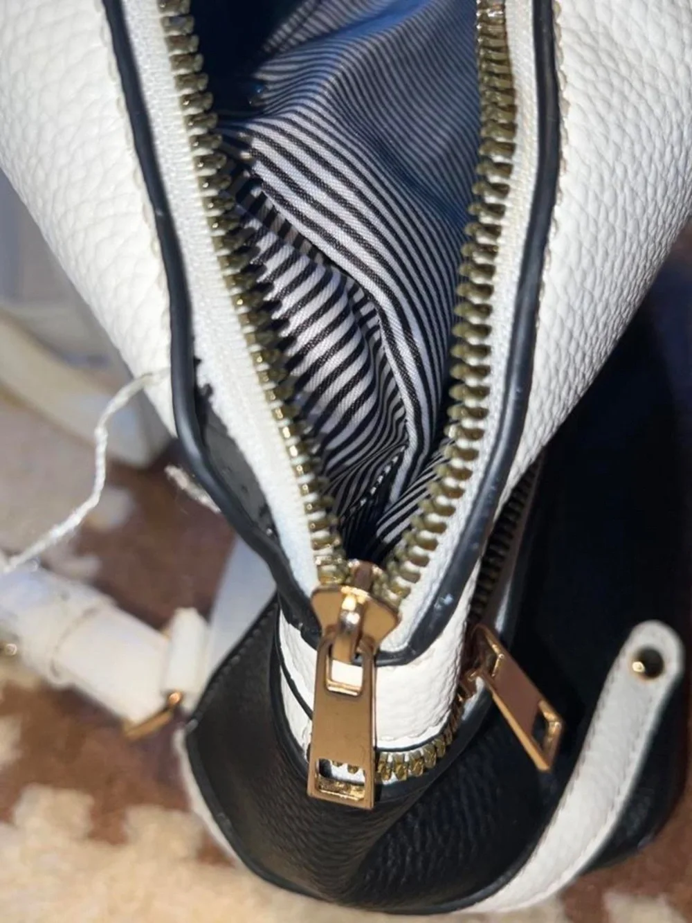 White and black mini backpack